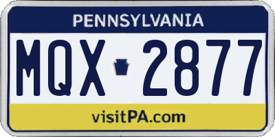 PA license plate MQX2877