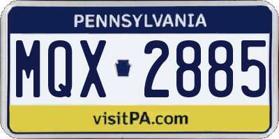 PA license plate MQX2885