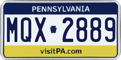 PA license plate MQX2889