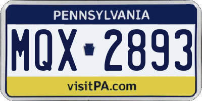 PA license plate MQX2893