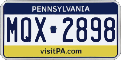 PA license plate MQX2898