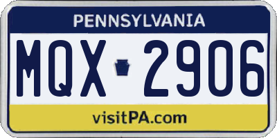 PA license plate MQX2906