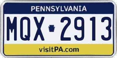 PA license plate MQX2913