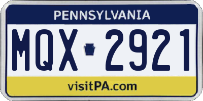 PA license plate MQX2921
