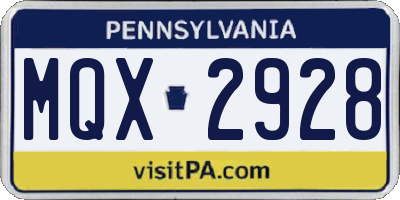 PA license plate MQX2928