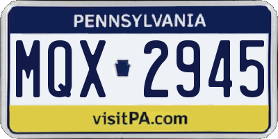 PA license plate MQX2945