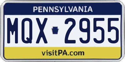 PA license plate MQX2955