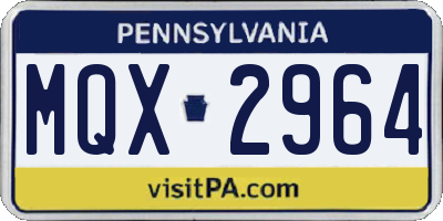 PA license plate MQX2964