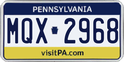 PA license plate MQX2968