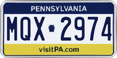 PA license plate MQX2974