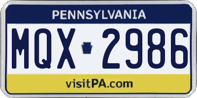 PA license plate MQX2986