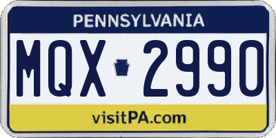 PA license plate MQX2990