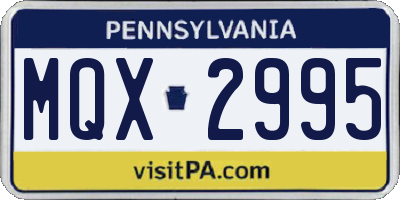 PA license plate MQX2995