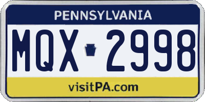 PA license plate MQX2998