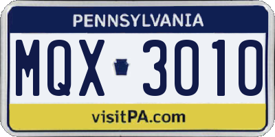 PA license plate MQX3010