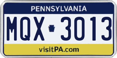 PA license plate MQX3013