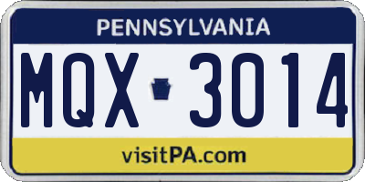PA license plate MQX3014