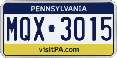 PA license plate MQX3015