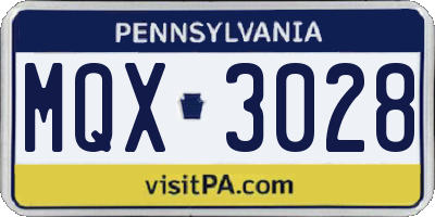 PA license plate MQX3028