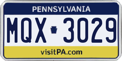 PA license plate MQX3029