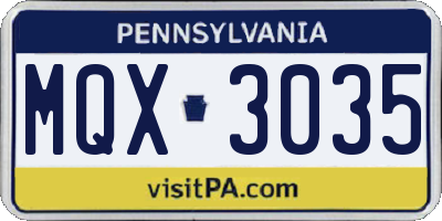 PA license plate MQX3035