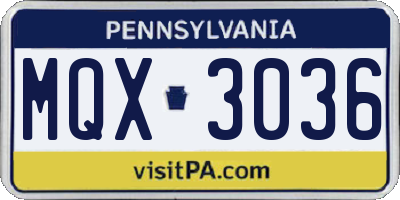 PA license plate MQX3036