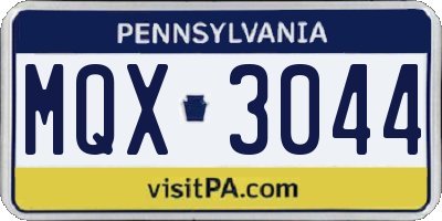 PA license plate MQX3044