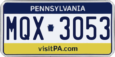 PA license plate MQX3053