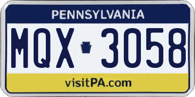 PA license plate MQX3058