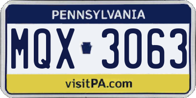 PA license plate MQX3063
