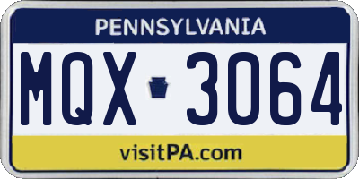 PA license plate MQX3064