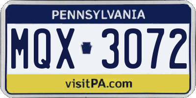PA license plate MQX3072