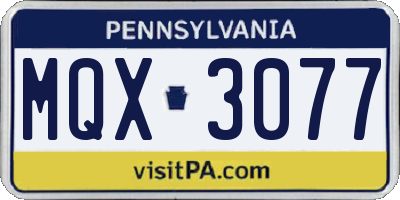 PA license plate MQX3077