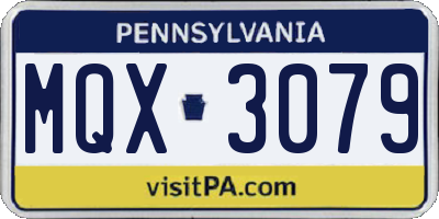PA license plate MQX3079