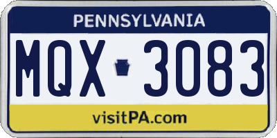 PA license plate MQX3083