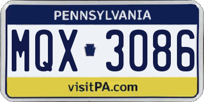 PA license plate MQX3086