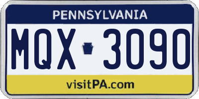 PA license plate MQX3090