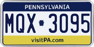 PA license plate MQX3095