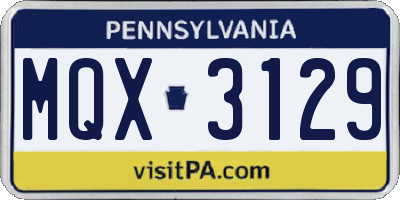PA license plate MQX3129