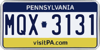 PA license plate MQX3131