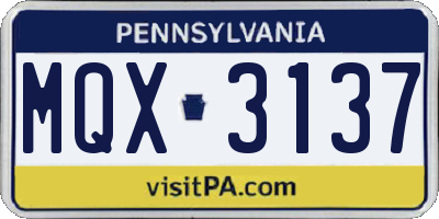 PA license plate MQX3137