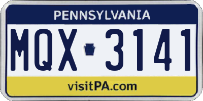 PA license plate MQX3141