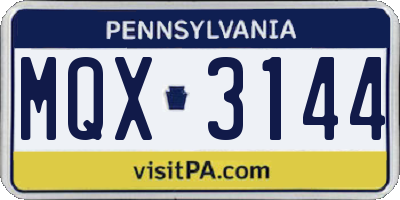 PA license plate MQX3144