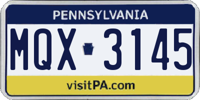 PA license plate MQX3145
