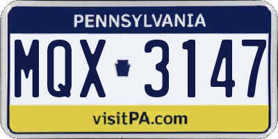 PA license plate MQX3147