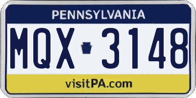 PA license plate MQX3148