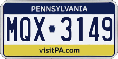PA license plate MQX3149