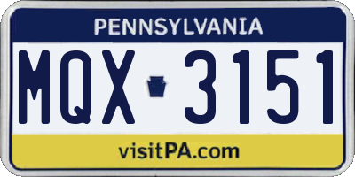 PA license plate MQX3151