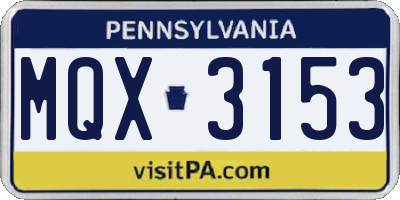 PA license plate MQX3153