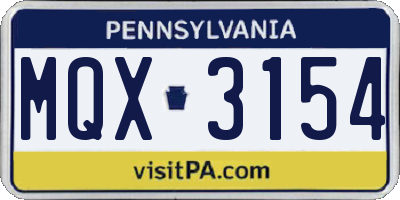 PA license plate MQX3154